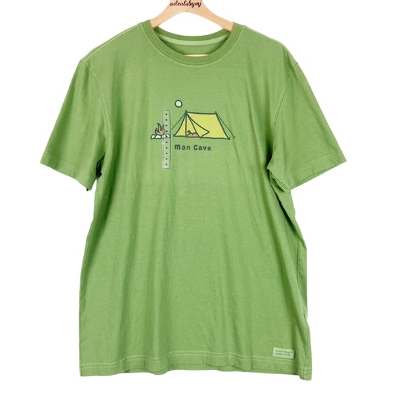 Life Is Good Man Cave Green T Shirt New 